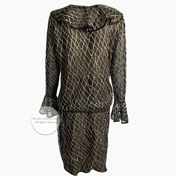 Authentic Vintage Bill Blass 2-Piece Illusion Lace Jacket & Skirt Set Size 12 - Picture 9 of 12